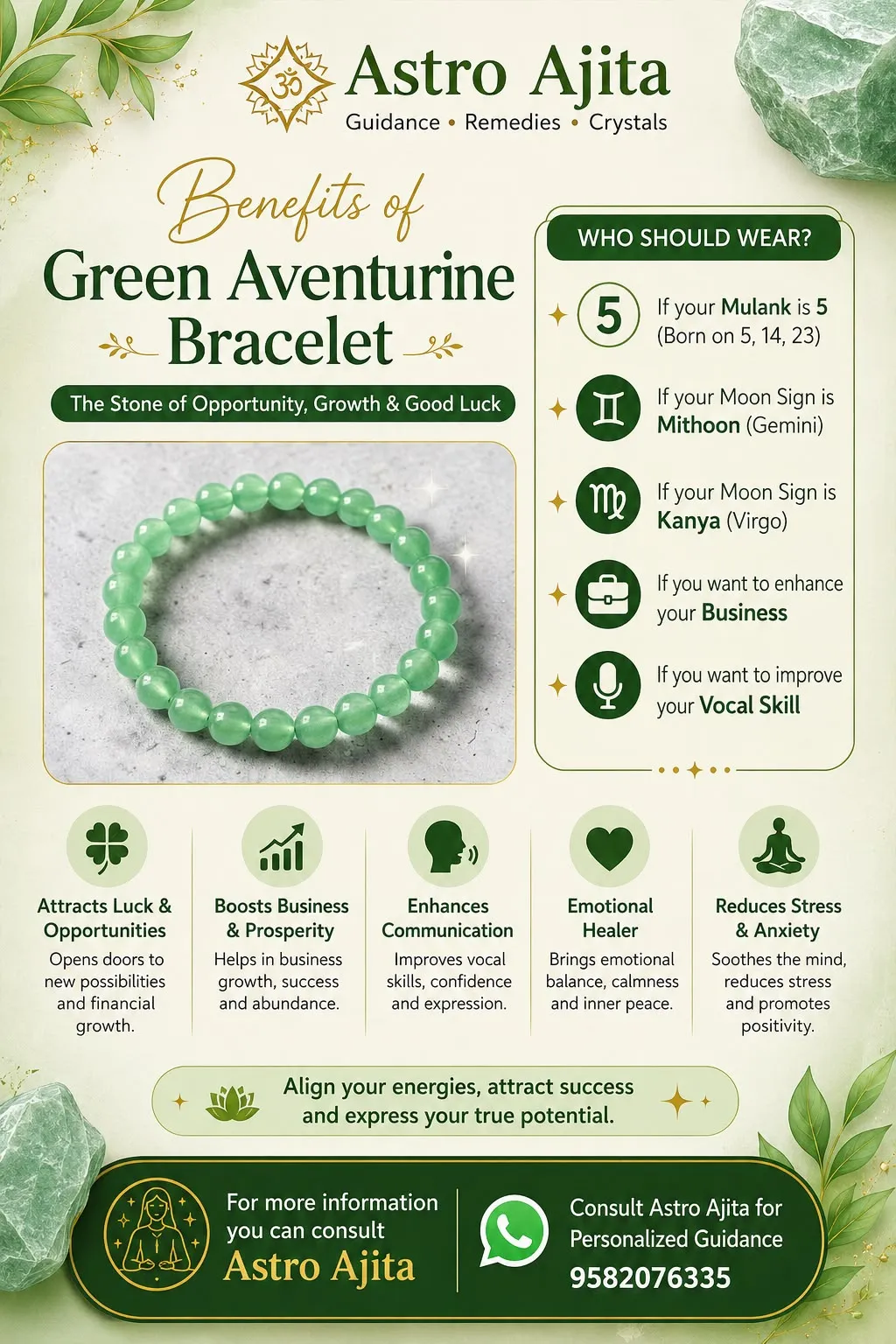 Certified green aventurine bead bracelet (2)